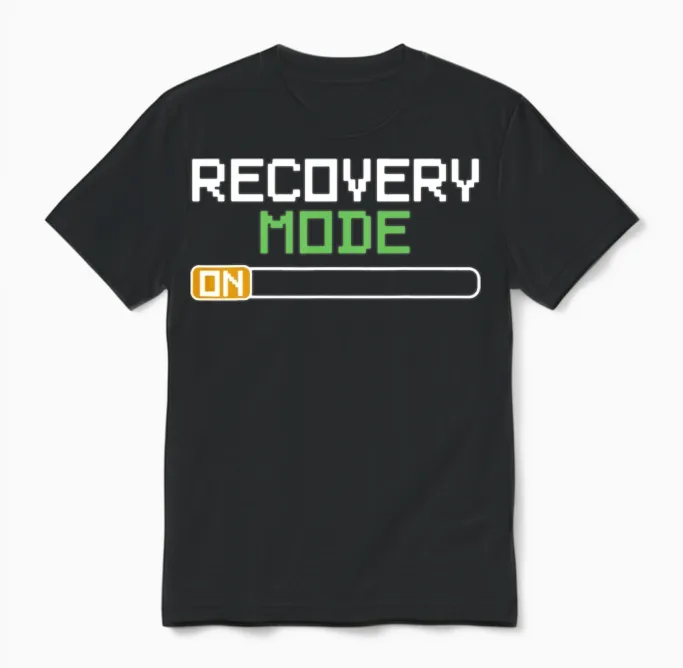 Recovery Mode on Get Well Gifts Funny Injury Unisex T-Shirt in Black
