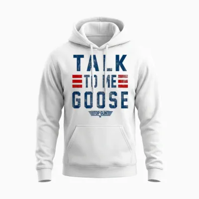 Top Gun Talk to Me Goose Distressed Text,short Sleeve Unisex Hoodie - White