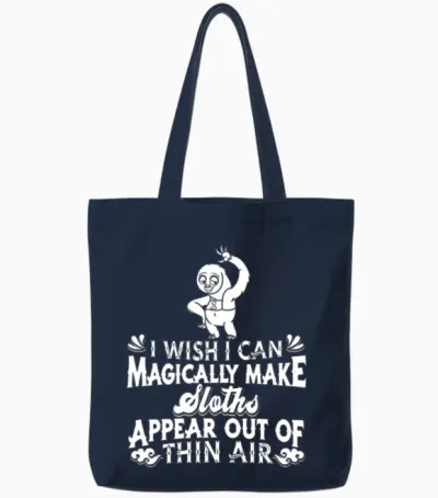 Sloth Funny Tote Bags - Navy