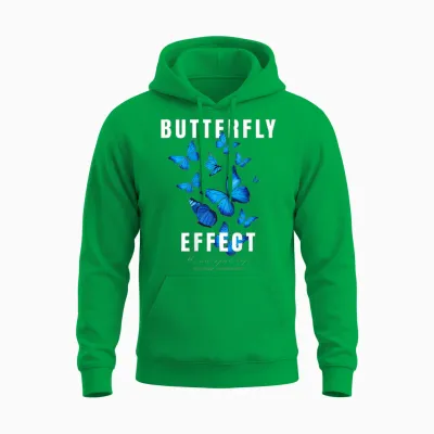 Butterfly Effect T-Shirt Backprint Techno Festival Tekk Unisex Hoodie - Irish Green
