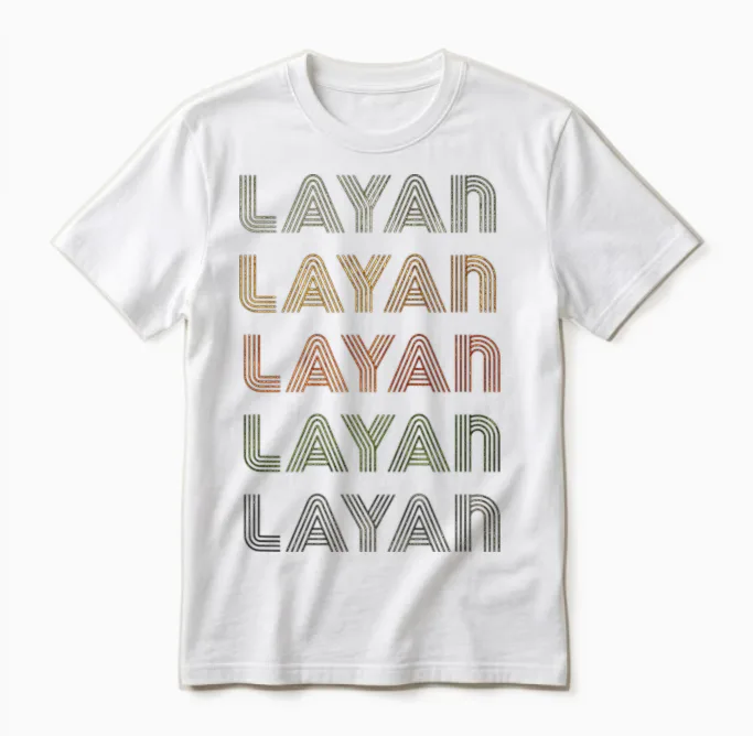 Layan Love Heart Vintage Style Black Layan Unisex T-Shirt in White