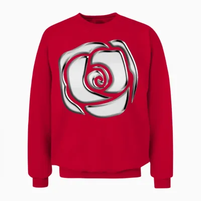 Chrome Rose Abstract Design Unisex Sweatshirt - Red