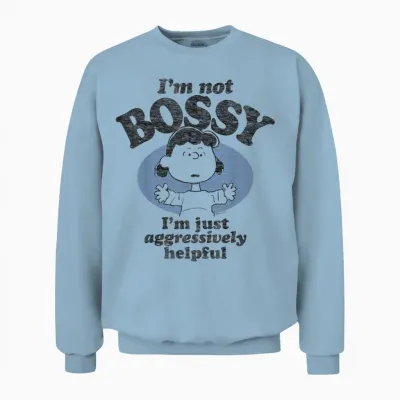 Peanuts - Lucy I'm Not Bossy I'm Just Aggressively Helpful Unisex Sweatshirt - Light Blue