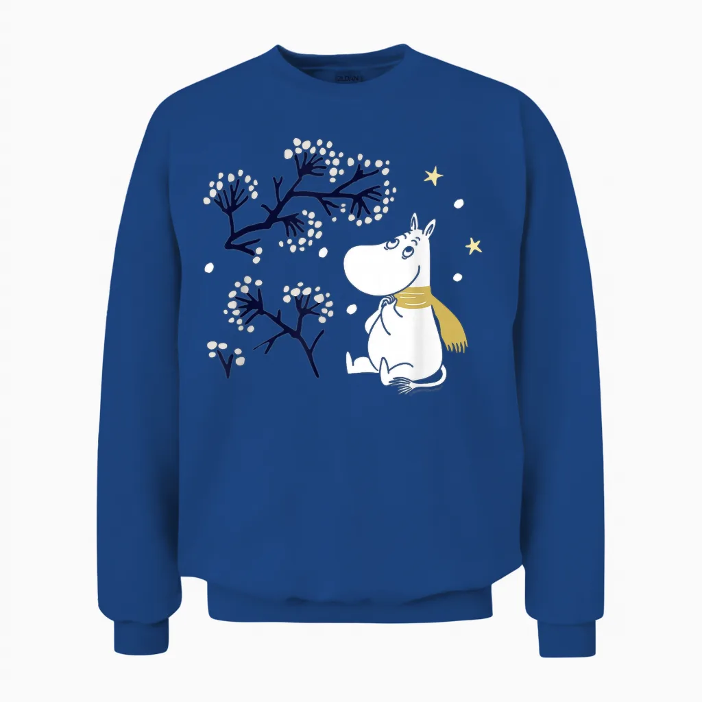 Moomin Moomintroll Winter Watching the Snow T-Shirt, Blue Unisex Sweatshirt in Royal