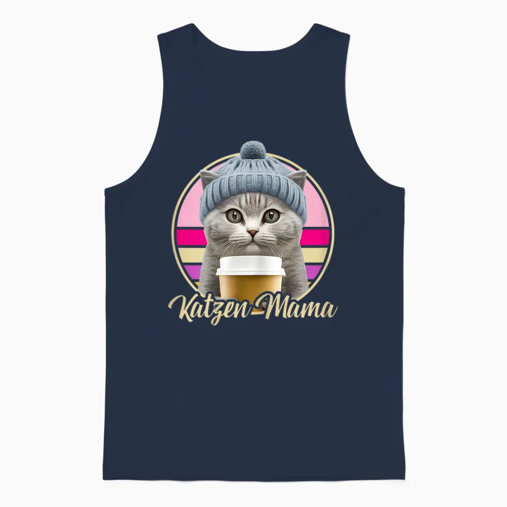 Lustige Katzen Mama Retro Outfit Kostüm Katzen Mutter Mamas Unisex Tank Top in Navy