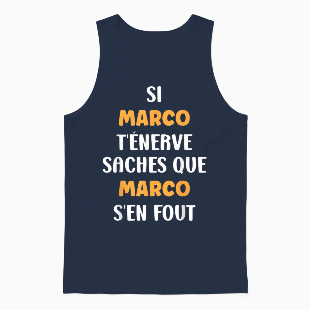 Name Marco Humour Marco Unisex Tank Top in Navy