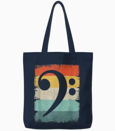 Bass Player Music Apparel Bassschlüssel Tote Bags - Navy