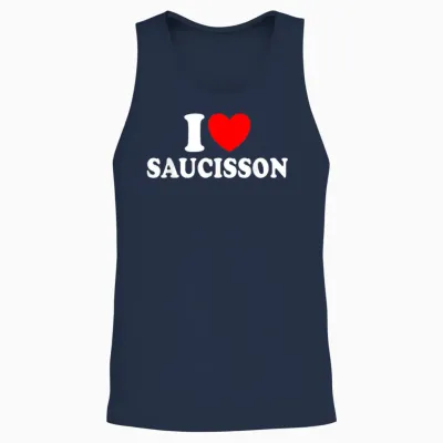 I Love Saucisson Aperitif Humour Meat Sausage Deli T-Shirt, Black, S Unisex Tank Top - Navy