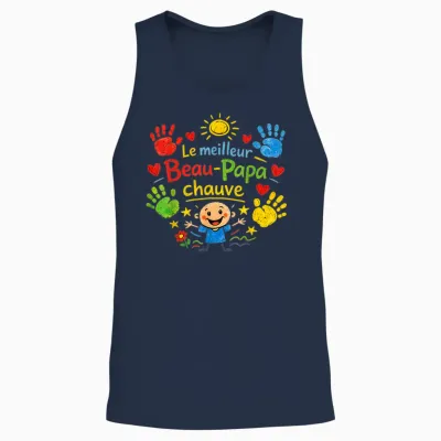 Gift Beautiful Bald Dad Funny Father's Day Christmas Unisex Tank Top - Navy