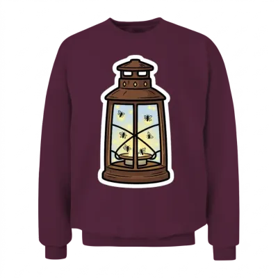 Glowing Firefly Lantern Illustration Unisex Sweatshirt - Maroon