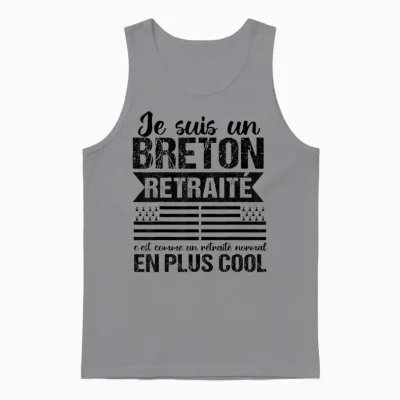 Je Suis Un Breton Retired Funny Retirement Brittany Gift T-Shirt, White, S Unisex Tank Top - Sport Grey