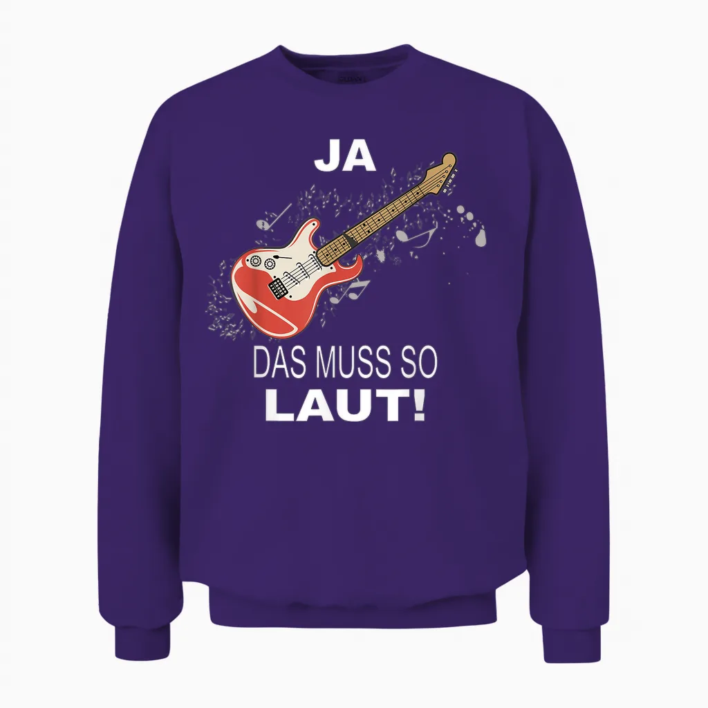 Music Note Guitar T-Shirt, Black Unisex Sweatshirt in Purple