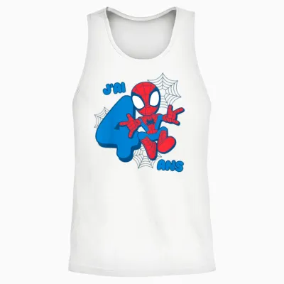 Kids Marvel Spider-Man Cute Spidey Birthday 4 Years Unisex Tank Top - White
