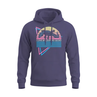 Leopard Gecko Retro Unisex Hoodie - Heather Sport Dark Navy