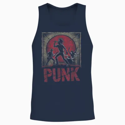 Punk Rock Band with Mohawk Singer and Raw Energy Unisex Tank Top - Navy