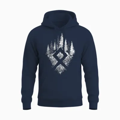 Viking Rune Othala Symbol of Family T-Shirt, Black, S Unisex Hoodie - Navy
