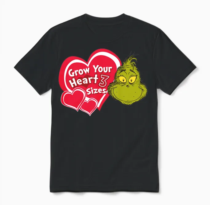 Dr. Seuss Grinch Grow Your Heart Unisex T-Shirt in Black