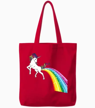 Unicorn Rainbow Poop Shirt - Bottom Wiping Unicorn Tote Bags - Red