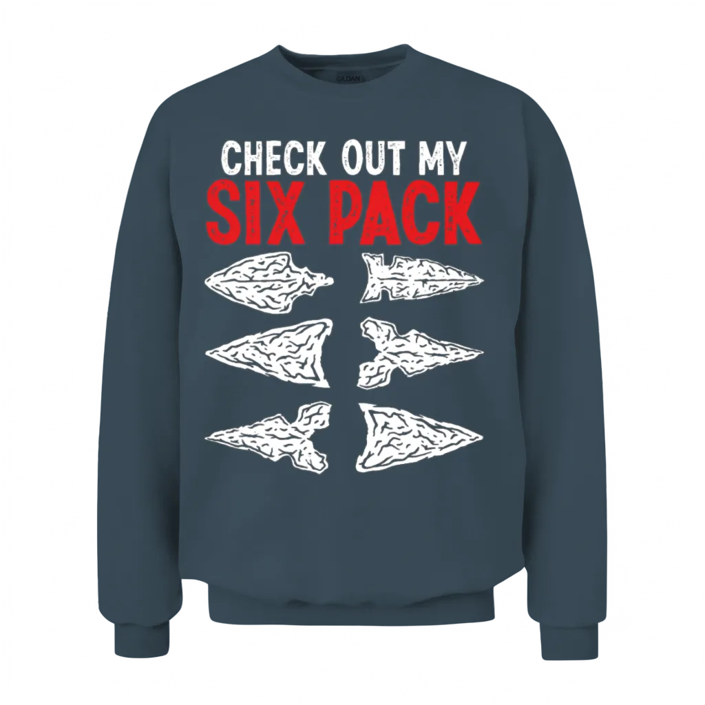 Arrowhead Hunting Check Out My Six Pack Artifact Unisex Sweatshirt - Dark Heather