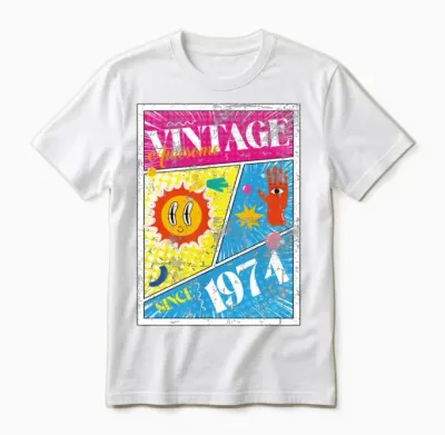 Vintage 1974 50th Birthday Unisex T-Shirt - White