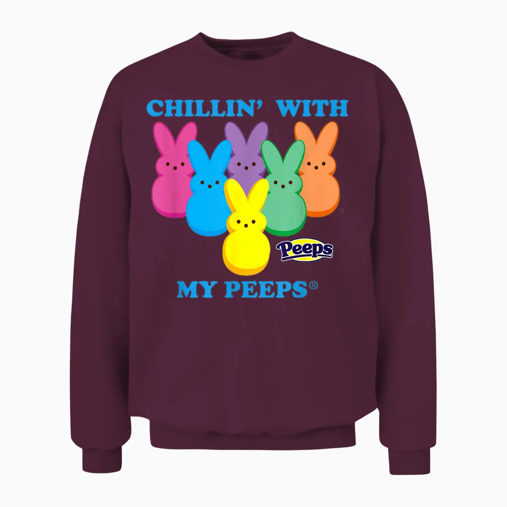Peeps Easter Chillin' with My Peeps Sweet Squad Unisex Sweatshirt in Maroon