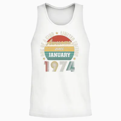 Awesome Since January 1974 Limited Edition Unisex Tank Top - White