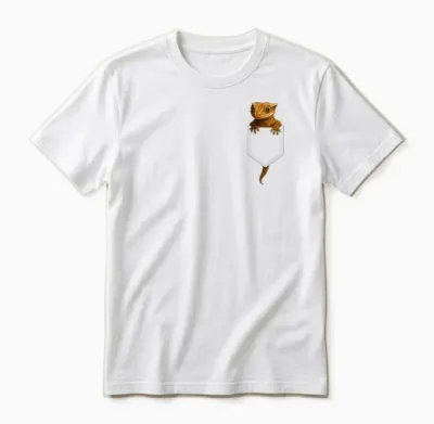 Crested Gecko Pocket Cute Exotic Lizard Reptile Pet Lover Unisex T-Shirt - White