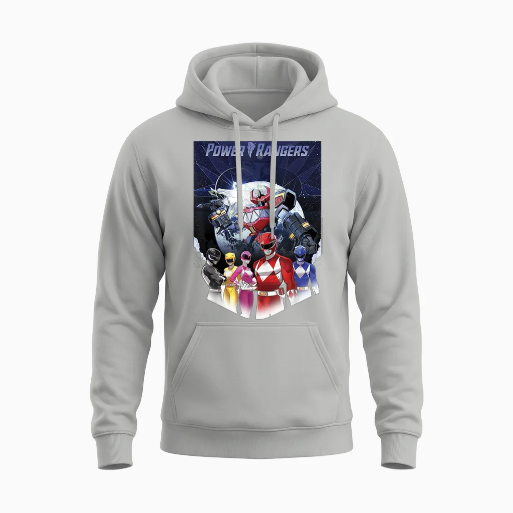 Power Rangers Fade Portrait Megazord Poster T-Shirt, Black, S Unisex Hoodie in Ash