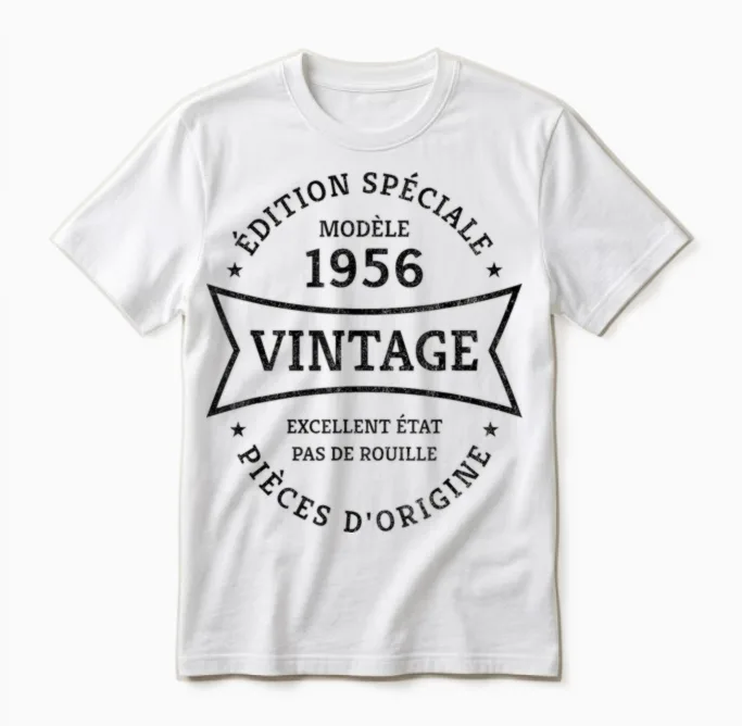 70th Birthday Born in 1956 Design Vintage 70 Years Unisex T-Shirt in White