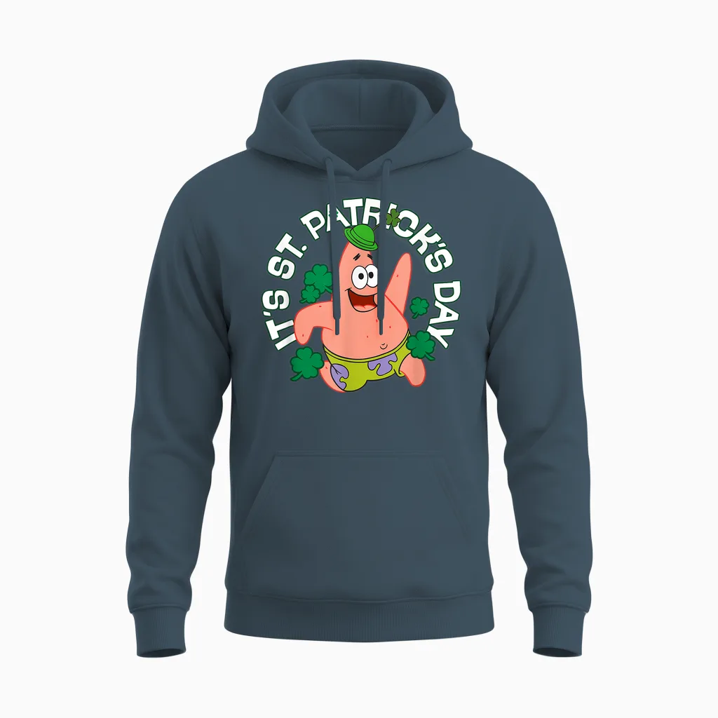Spongebob Squarepants It's St Patrick's Day T-Shirt, Black Unisex Hoodie in Dark Heather