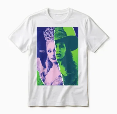 Wicked: for Good Glinda and Elphaba Split Portrait Unisex T-Shirt - White