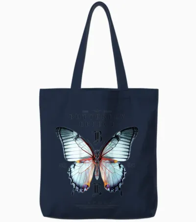 Effect Butterfly Insect Moth Butterfly Chaos Butterfly T-Shirt, Gray Tote Bags - Navy