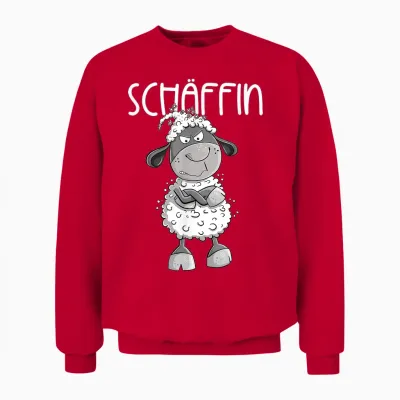 T-Shirt with German Text "cooles Schäffin Schaf Für Die Chefin Vorgesetzte Teamleiter Unisex Sweatshirt - Red