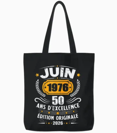 Vintage Juin 1976 Cadeau Anniversaire 50 Ans Hommes Femmes Tote Bags - Black