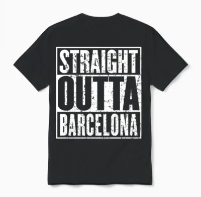 Straight Outta Barcelona Vintage Unisex T-Shirt - Black