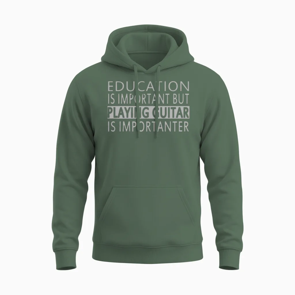 Player Guitar Funny Unisex Hoodie in Military Green