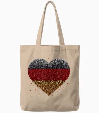 Deutsche Fan Deutschland Flagge Herz Kunst Tote Bags - Natural