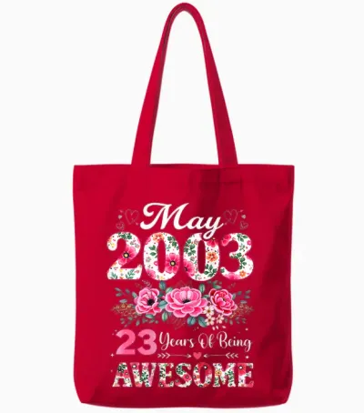 Floral Mai 2003 23 Ans 23e Anniversaire Femme Tote Bags - Red