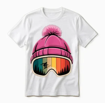 Skier Apres Ski Hat Ski Goggles Winter Sports Unisex T-Shirt - White