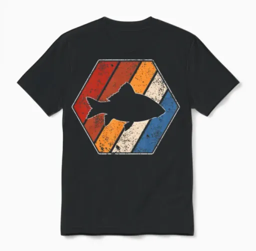 Fish Retro Unisex T-Shirt in Black