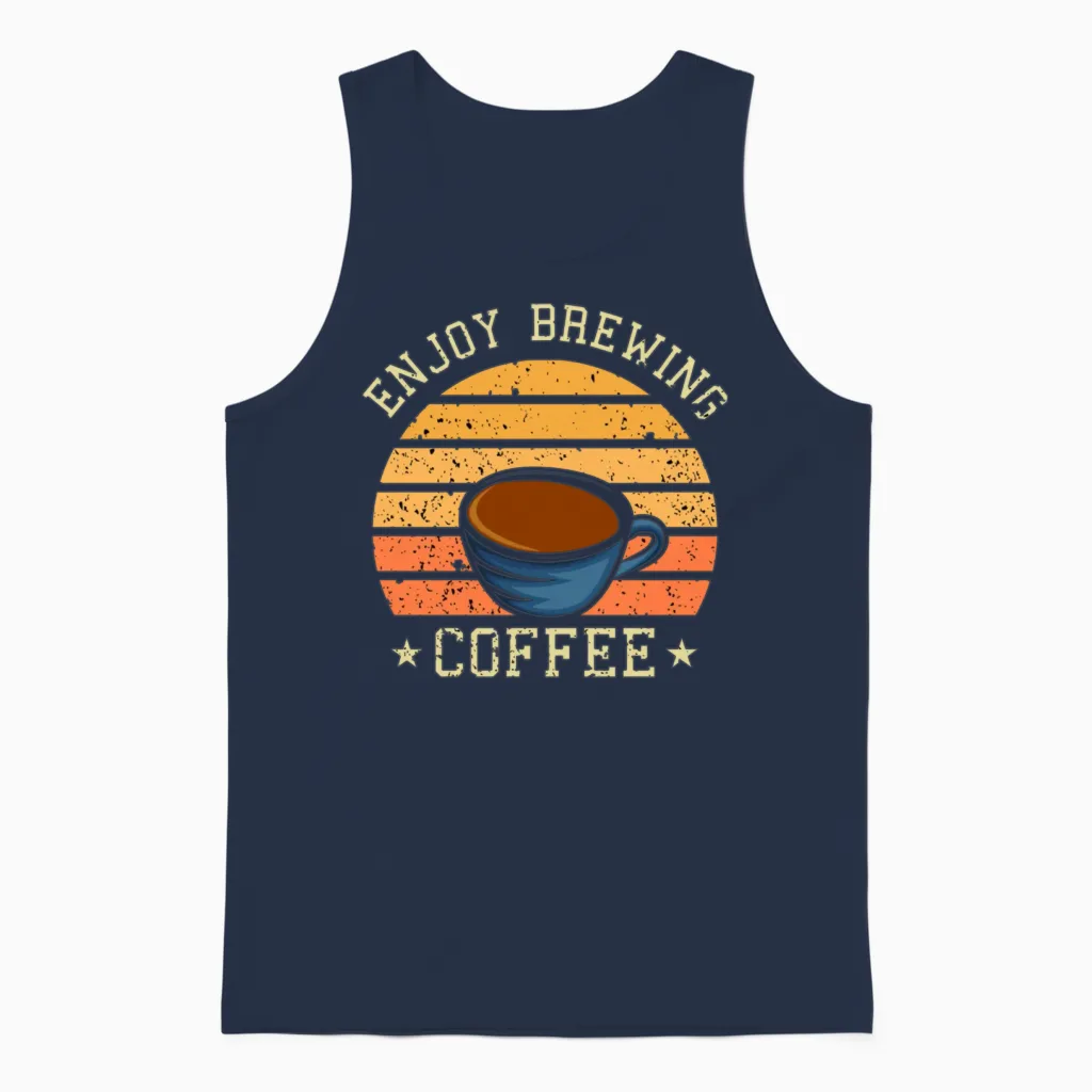 Enjoy Brewing Coffee Retro Unisex Tank Top - Navy
