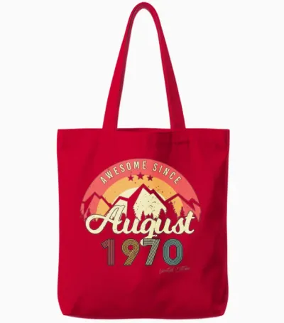 1970 August Retro Tote Bags - Red
