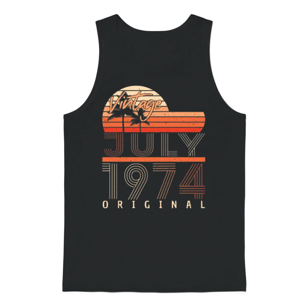 1974 in July Vintage Unisex Tank Top - Black
