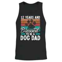 12 Year Old Dog Dad 12 Birthday Retro Dog Father Unisex Tank Top - Black – 2