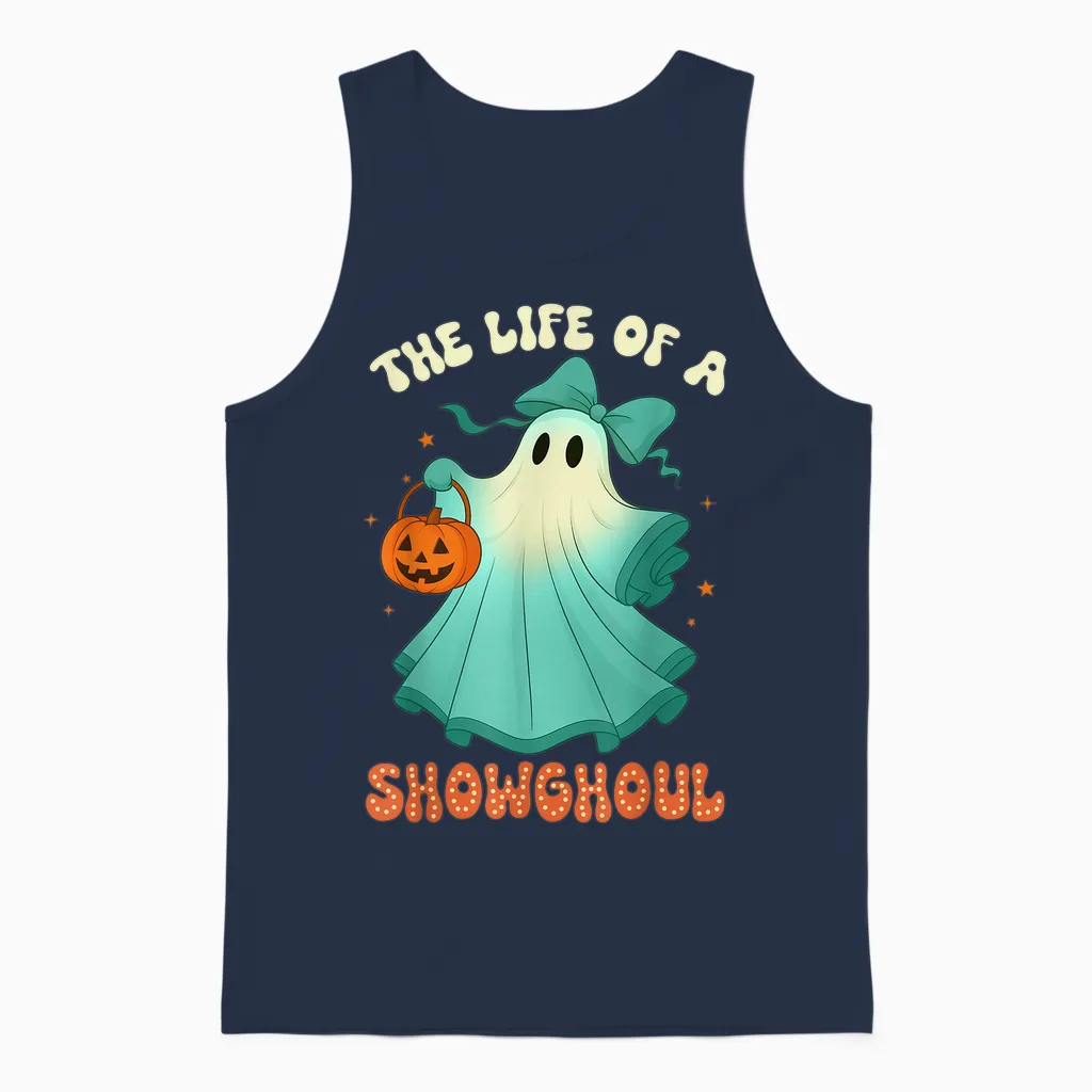 The Life of a Showghoul Retro Halloween Spooky Girls Unisex Tank Top in Navy