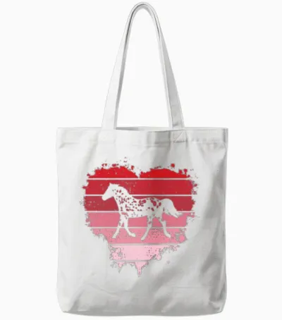 Horse Heart Vintage Tote Bags - White