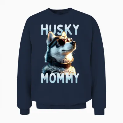 Husky Mommy Mom Mother's Day Wife Siberian Husky Unisex Sweatshirt - Navy