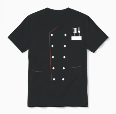 Chef Uniform Jacket Faux Cook Chef Master Cooking Costume T-Shirt, Black, S Unisex T-Shirt - Black