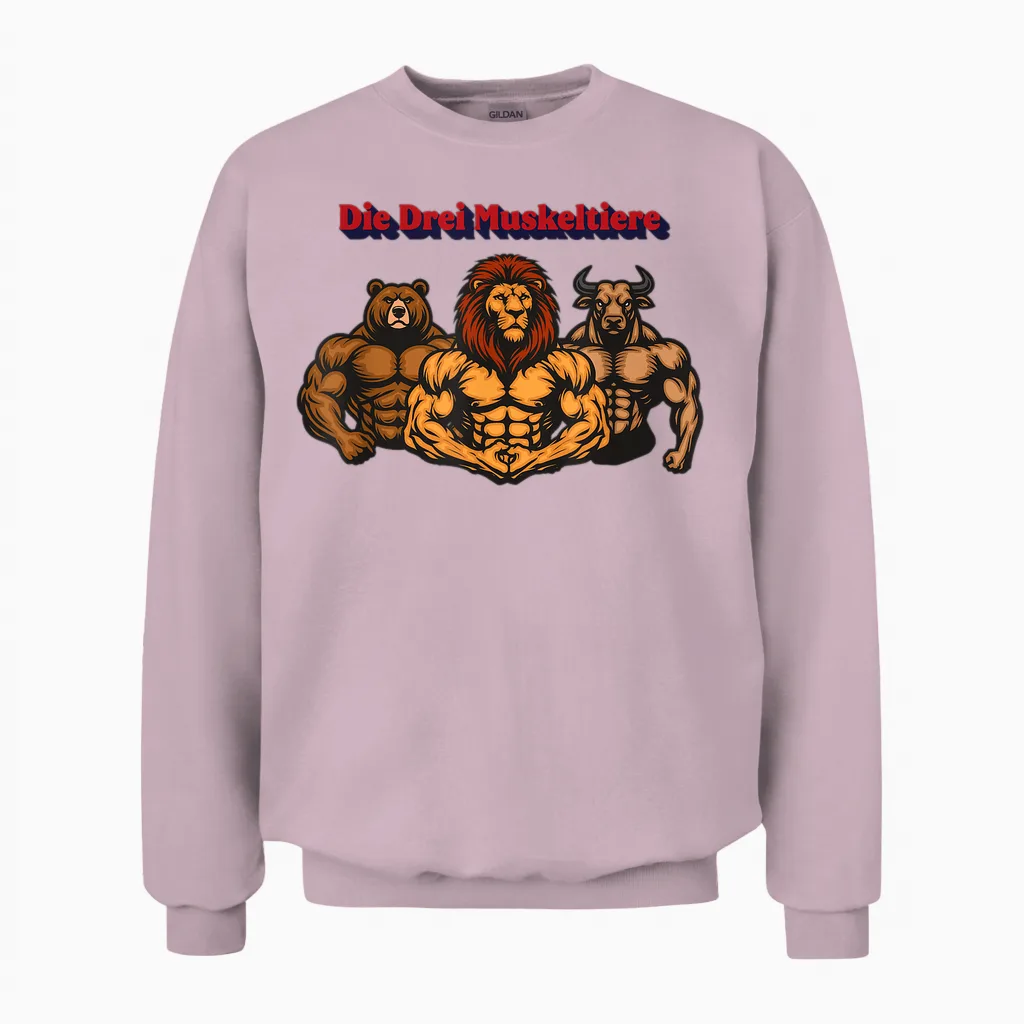 Die Drei Muskeltiere Pump Cover Lustig Sport Fitness Gym Unisex Sweatshirt in Light Pink