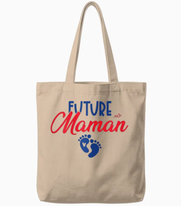 Future Maman Future Papa - Announcement Pregnancy Couple Matching T-Shirt, White, Female X-Small Tote Bags in Natural